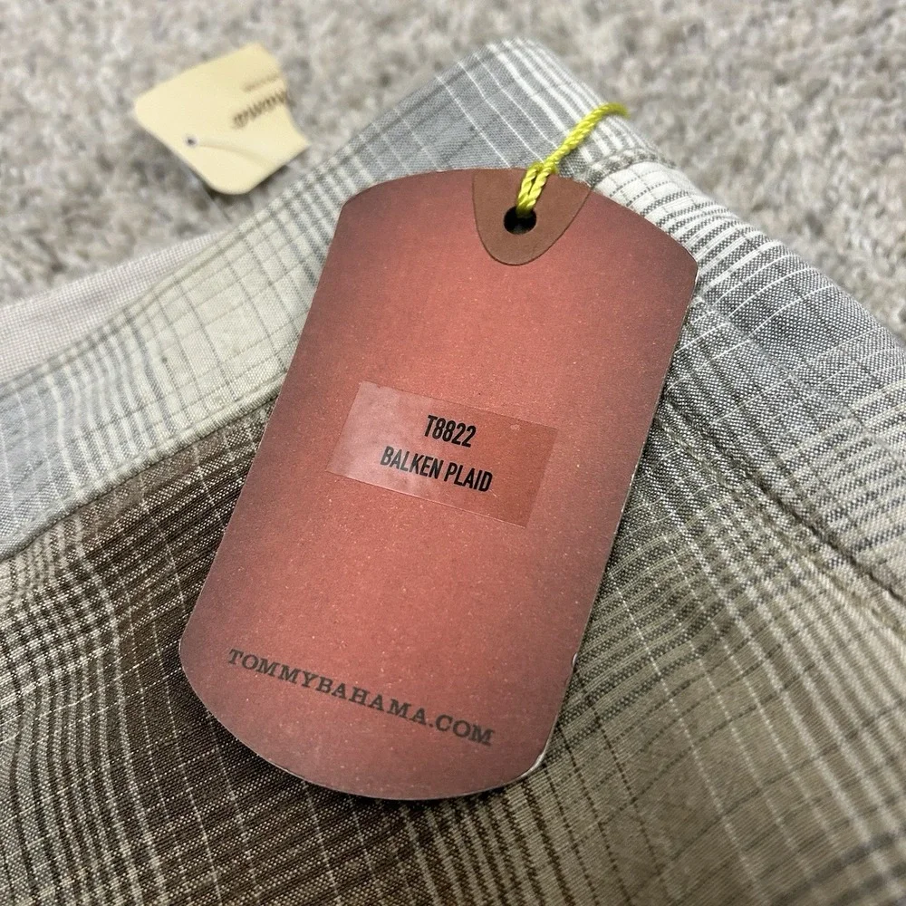 Tommy Bahama Balken Plaid Linen Silk Shorts‎ Mens 38 Brown Green 11
